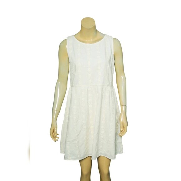 Sezane Robe Loulou Mini Dress L 42 Women's Floral Embroidered Ivory Cotton 42312 - Picture 3 of 4